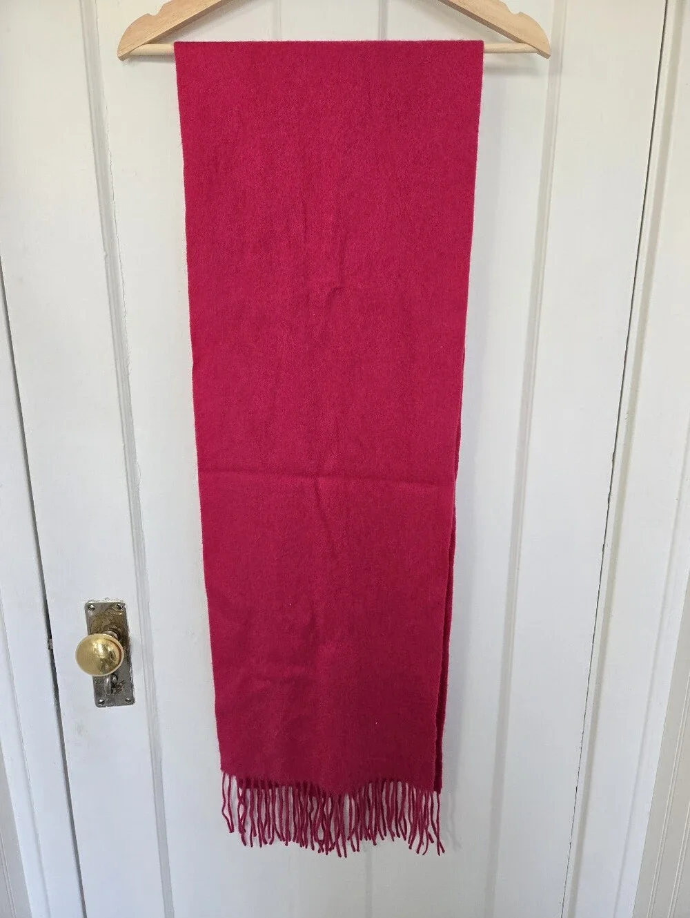 Cashmere Hot Pink Fringe Winter Scarf Barbiecore Preppy Elevated Basics Layering